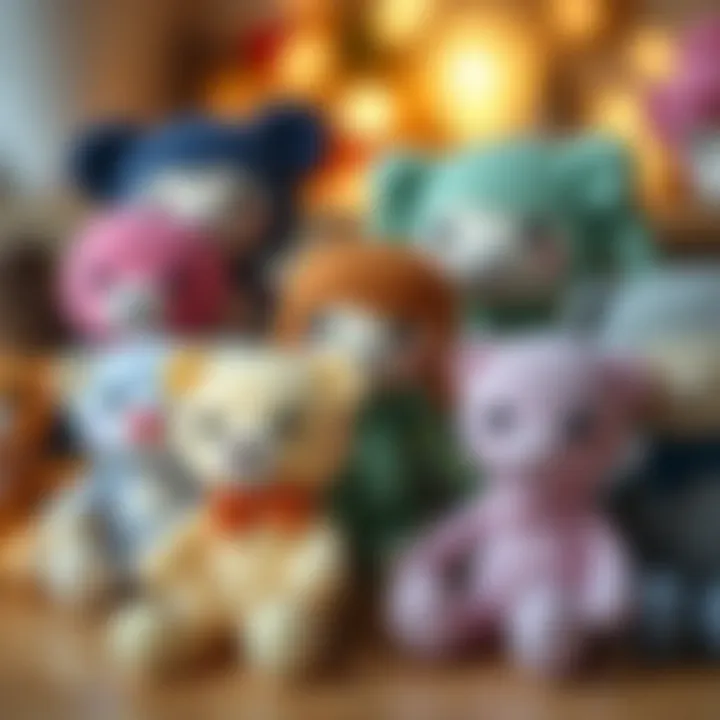 An adorable collection of amigurumi dolls, each with unique features and expressions.