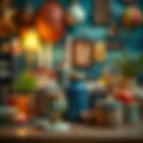 A vibrant collection of upcycled materials showcasing creativity