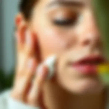 A close-up of a person applying moisturizer to their face