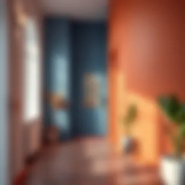 Aesthetic Entrance with Unique Color Palette Artistic entrance with unique wall colors