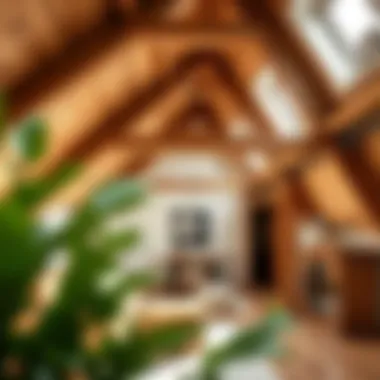 Stylish Wooden Beams in Attic Stylish wooden beams adding character to an attic