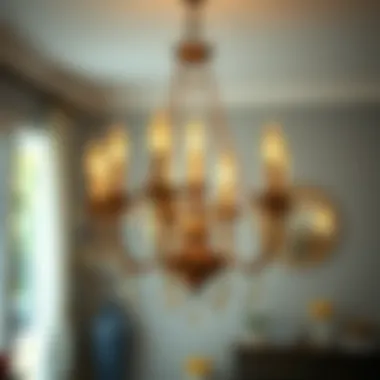 Vintage-Style Brass Chandelier A vintage-style brass chandelier adding character to a room