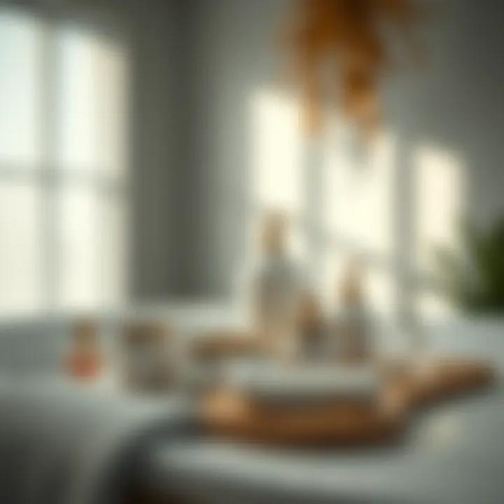 Luxurious bath accessories arranged tastefully