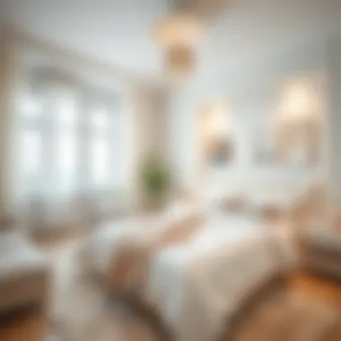 Serene Bedroom with Pastel Tones Serene bedroom designed with white and pastel tones