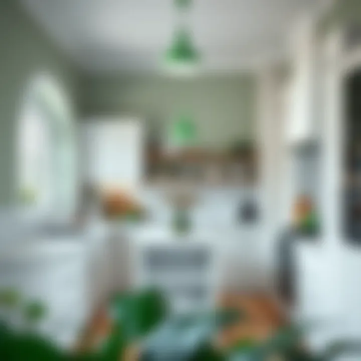 Stylish Kitchen Showcasing Green Decor Stylish kitchen showcasing white with green decor