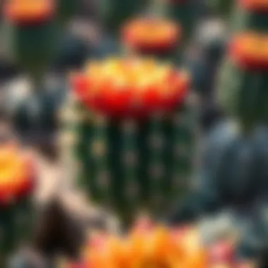 Intricate Beauty of Cactus Flowers A close-up view of a cactus flower in bloom, highlighting its intricate petals