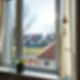 A pristine glass window reflecting sunlight