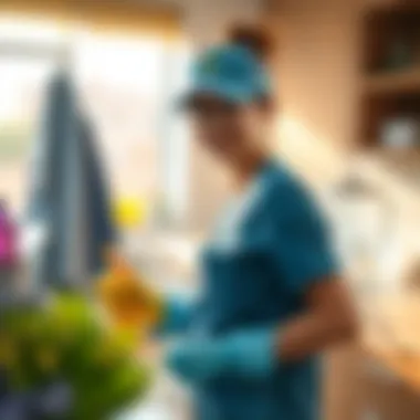 A professional cleaning service at work