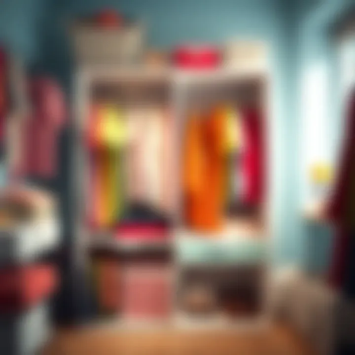 Color-coded clothing arrangement in a wardrobe