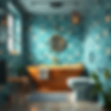 Stylish use of colors and textures in a small bath