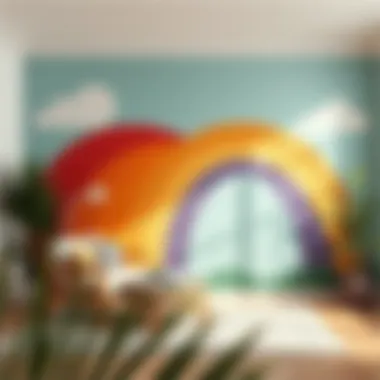 Step-by-step guide for creating a rainbow mural on a wall