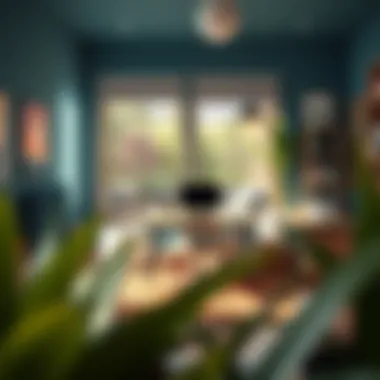 A vibrant home office with inspiring design elements