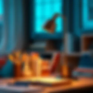 A stylish desk lamp enhancing a study environment