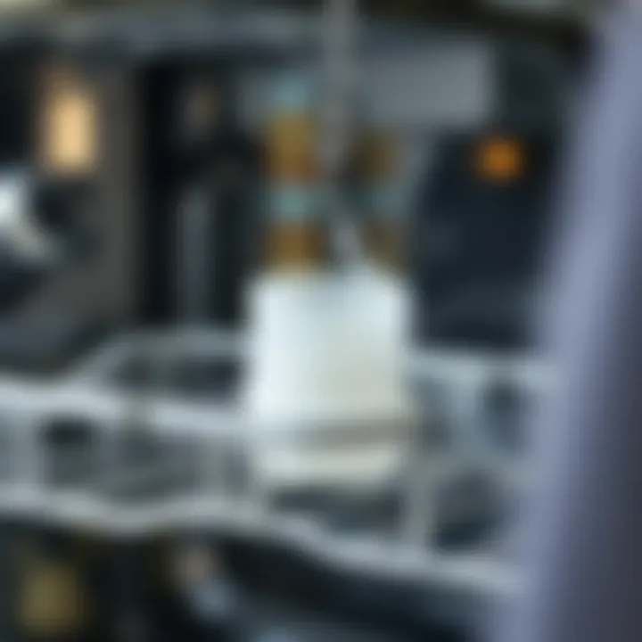 Cleaning the Dishwasher Filter Close-up of dishwasher filter being cleaned under running water