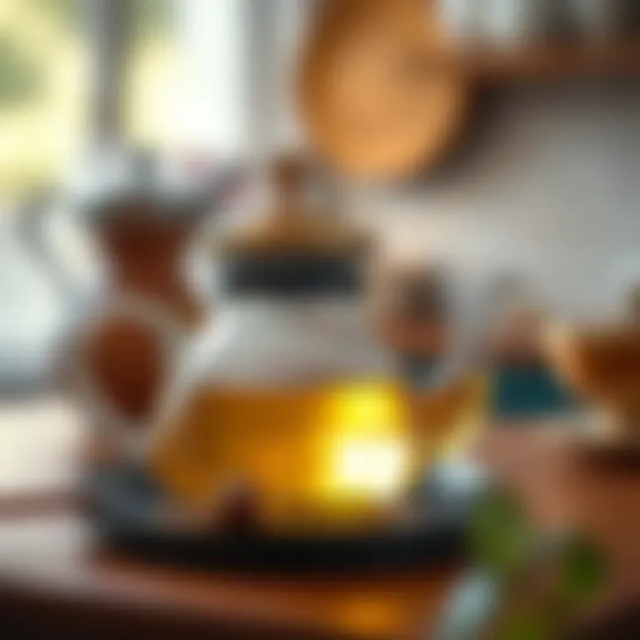 An elegant teapot in the process of steeping tea