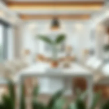 Modern Elegance: The White Table with Wooden Top Elegant wooden top white table in modern living room