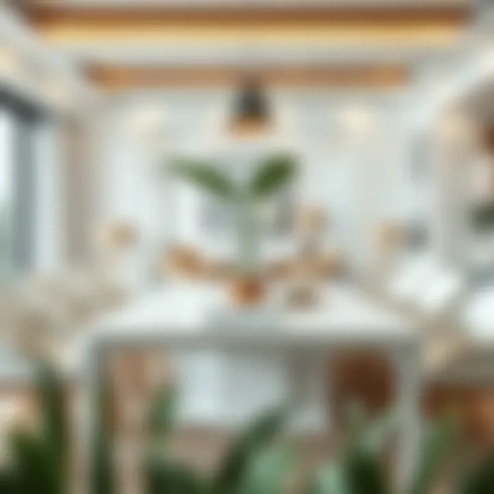 Modern Elegance: The White Table with Wooden Top Elegant wooden top white table in modern living room