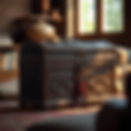 A beautifully restored traditional trunk showcasing intricate carvings.