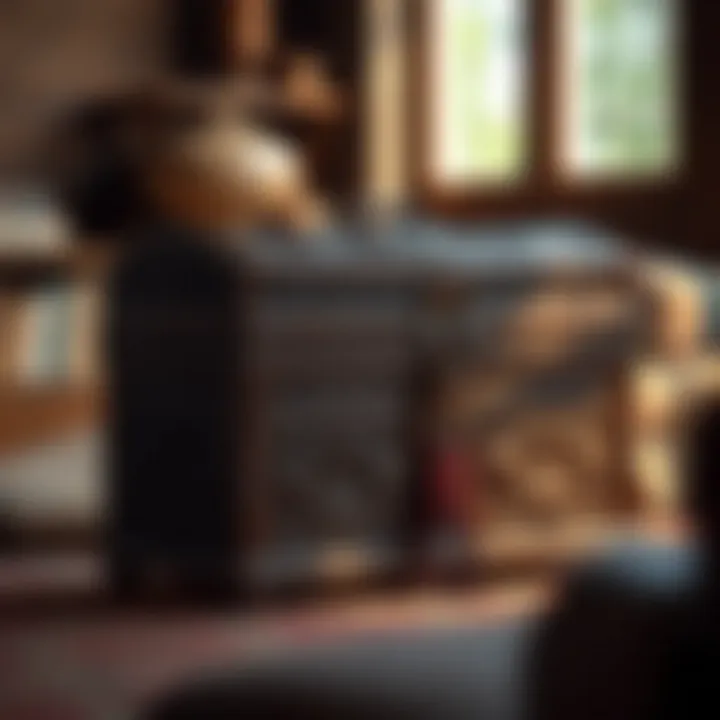 A beautifully restored traditional trunk showcasing intricate carvings.