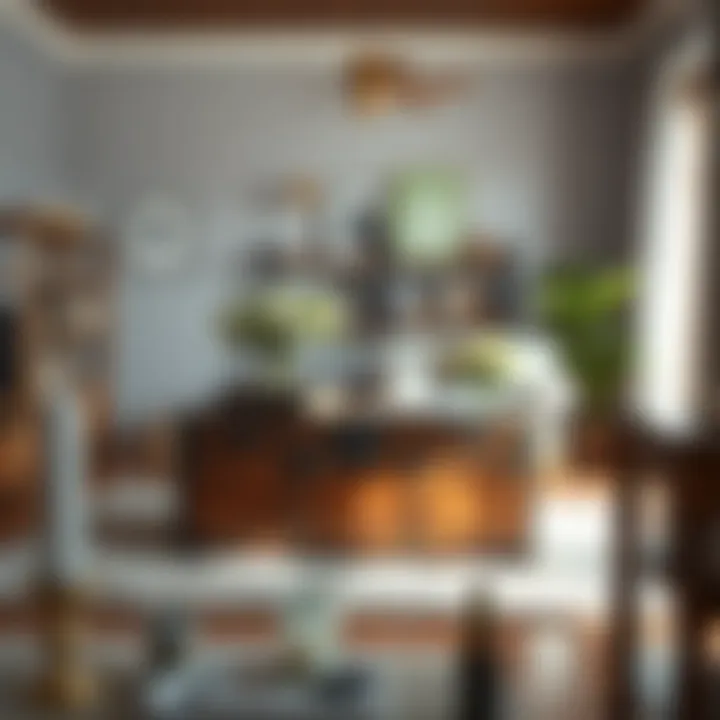 Modern living space featuring an antique trunk as a coffee table.