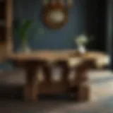 A beautifully aged wooden table showcasing a rich patina