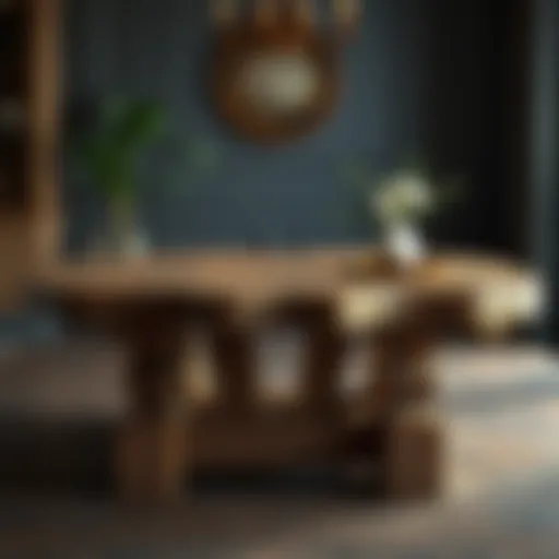 A beautifully aged wooden table showcasing a rich patina