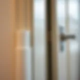 A close-up view of a door with soundproofing materials applied around the edges.