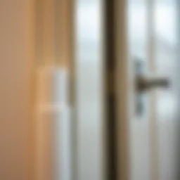 A close-up view of a door with soundproofing materials applied around the edges.