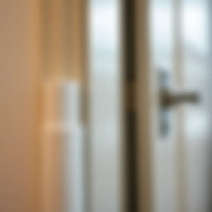 Soundproofing Materials on Door Edges A close-up view of a door with soundproofing materials applied around the edges.