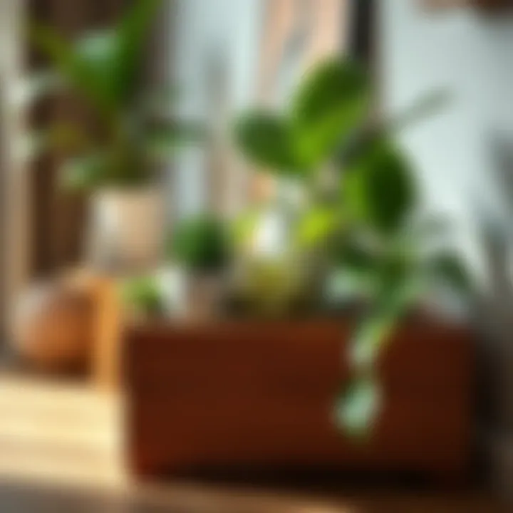 Elegant wooden planter for indoor plants