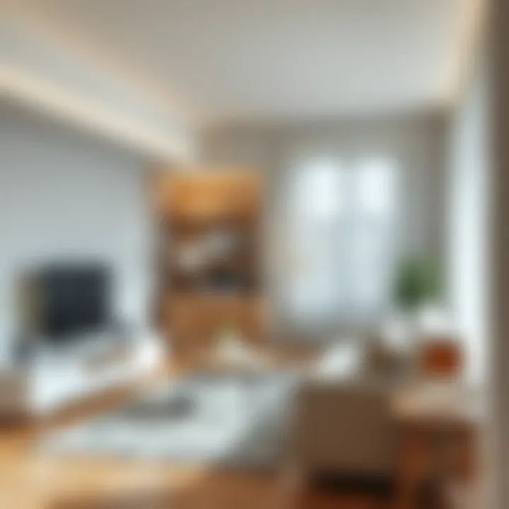 Dust accumulation in a living room corner with furniture