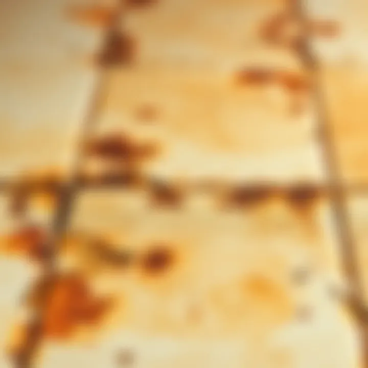 Rusty tile surface needing treatment