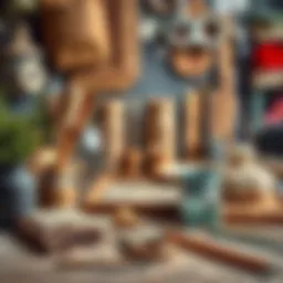 Craft materials laid out on a table for frame making