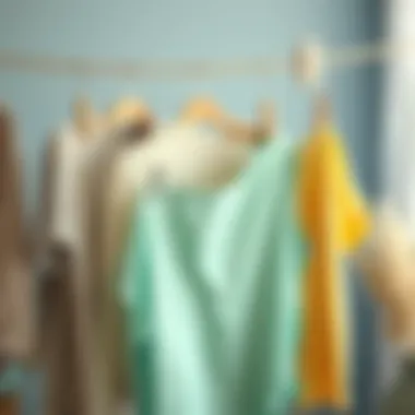 Freshly laundered clothes hanging