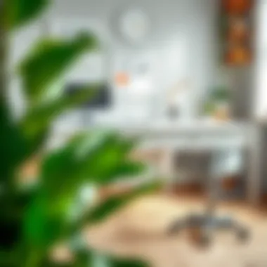 Productivity Boost: The White Table with Wooden Surface Functional workspace featuring a white wooden top table