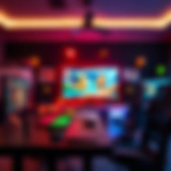 Dynamic lighting design highlighting gaming equipment