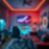 Stylish LED lighting setup in a gaming room