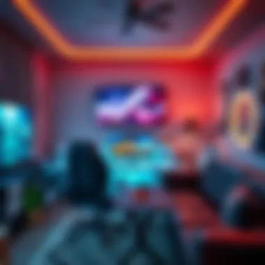 Stylish LED lighting setup in a gaming room