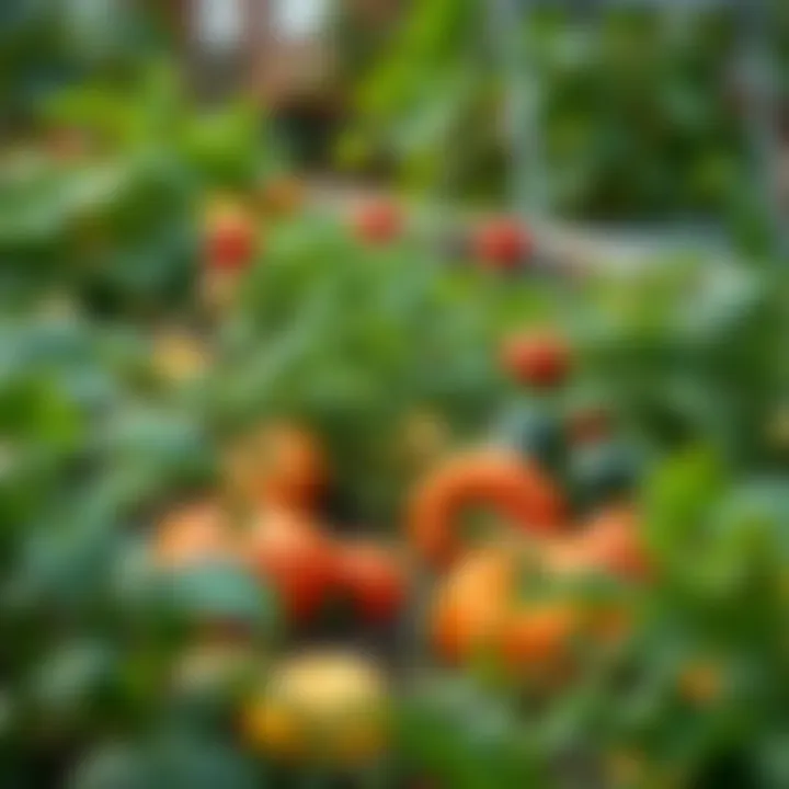 A lush garden showcasing various vegetables at different growth stages