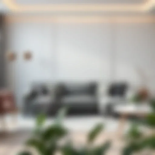 Elegant grey sofa in a modern living room