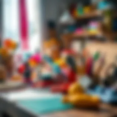 A vibrant assortment of crafting materials and tools arranged on a workspace