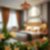 A beautifully designed double bed showcasing ideal dimensions for comfort.