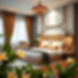 A beautifully designed double bed showcasing ideal dimensions for comfort.