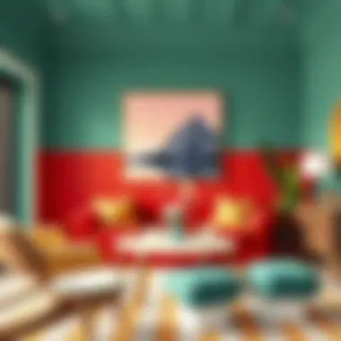 Interior design showcasing complementary color palettes