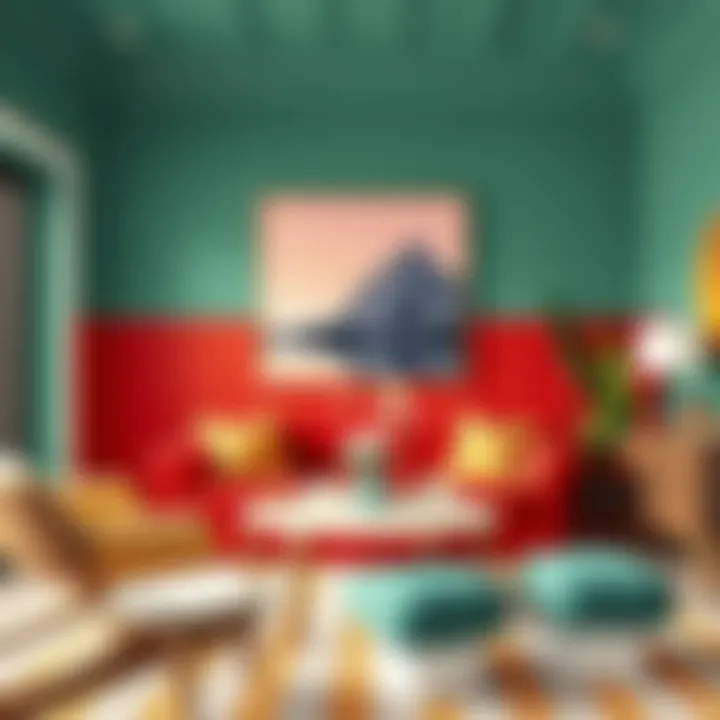 Interior design showcasing complementary color palettes