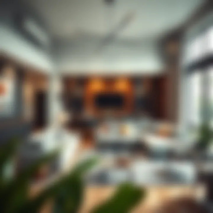 Sophisticated Industrial Living Space Modern living room featuring industrial design elements