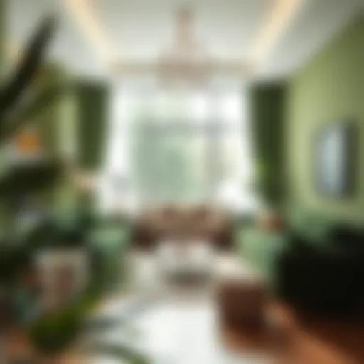 Serene green living room interior