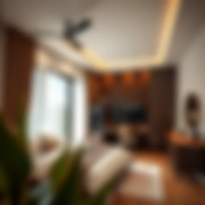 Serene Bedroom with Brown Themes Brown-themed bedroom with warm lighting