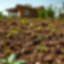 Rich brown soil in agricultural field