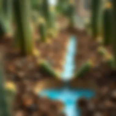 Diagram showing water drainage in cactus soil